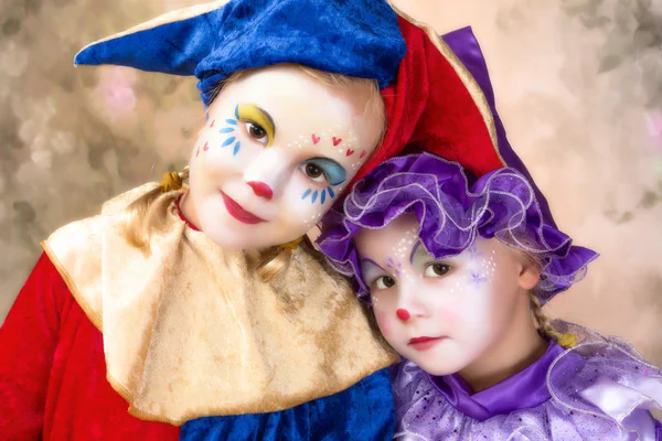 Cute clown girls — Stock Photo, Image