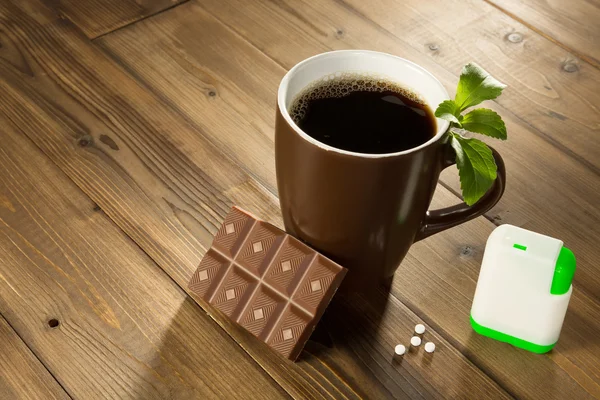 Stevia chocolate and coffee — Stock Photo, Image