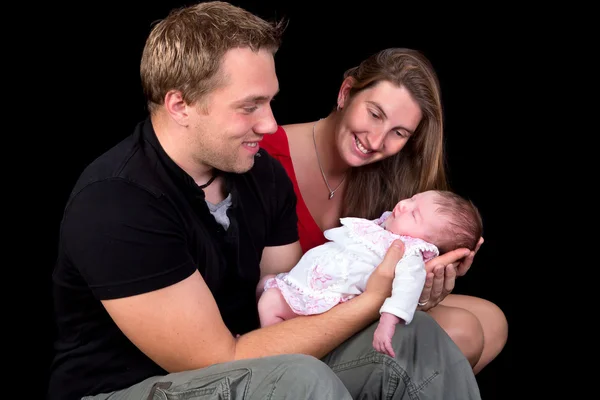 Familj foto med nyfött barn — Stockfoto