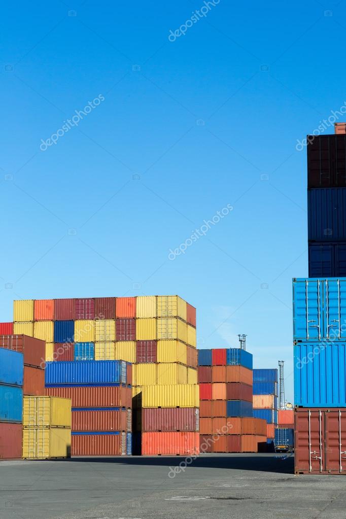 View on the container terminal of Antwerp world port (all brands and logos have been removed)