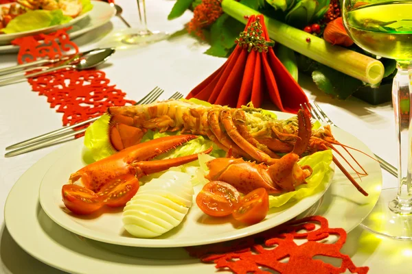 Festive folded napkins on ornate table — Stock Photo, Image