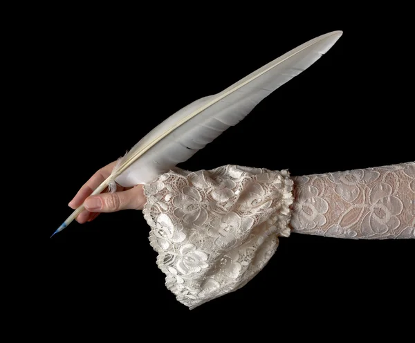 Escritura clásica a mano con pluma de ganso —  Fotos de Stock