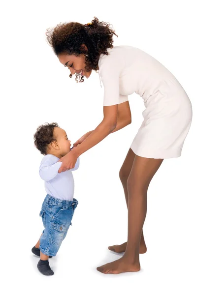 Falling baby and African mother — Stock Photo, Image