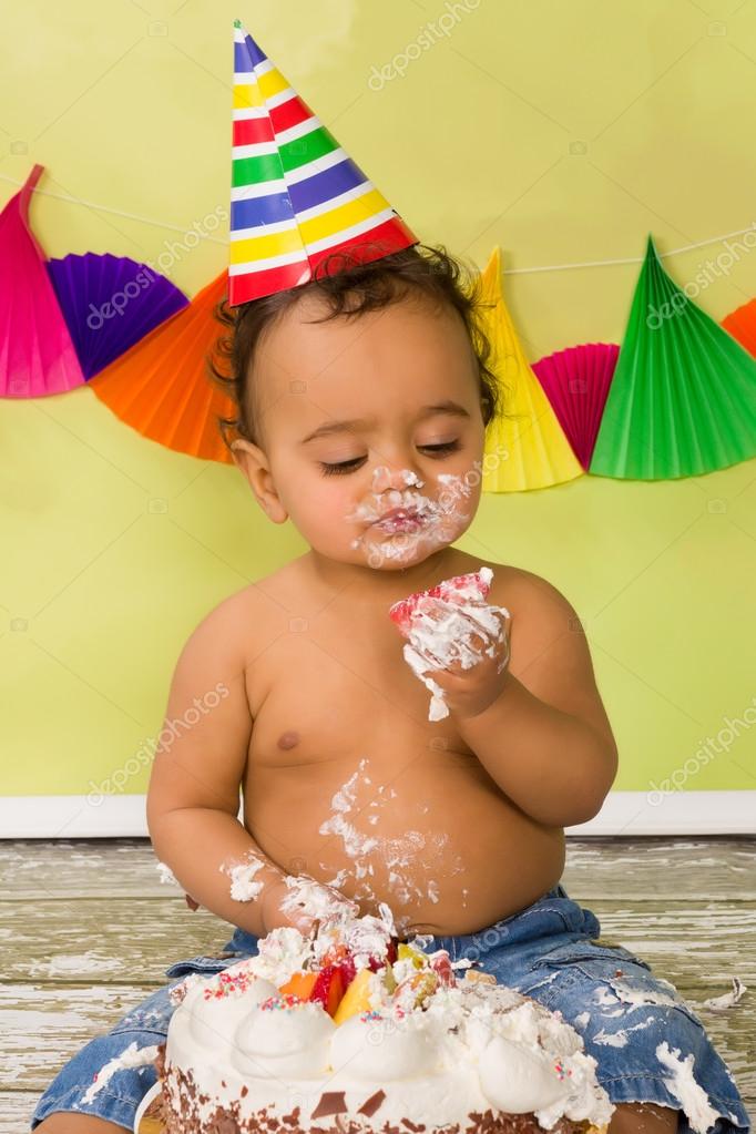 Baby Boy During Cake Smash Stock Photo By C Klanneke