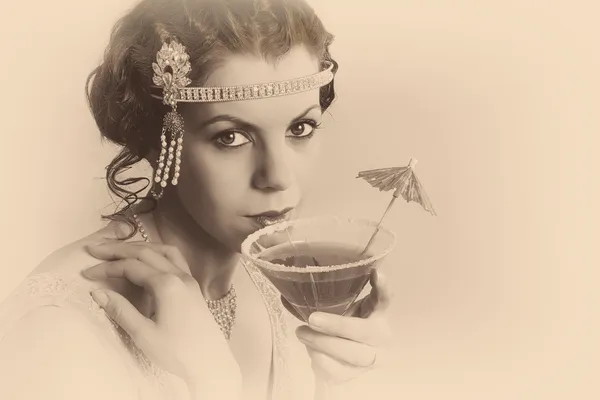 1920 vintage mujer en sepia — Foto de Stock