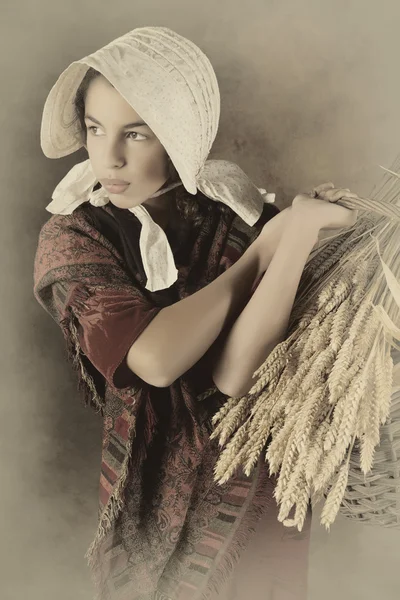 Vintage peasant girl — Stock Photo, Image
