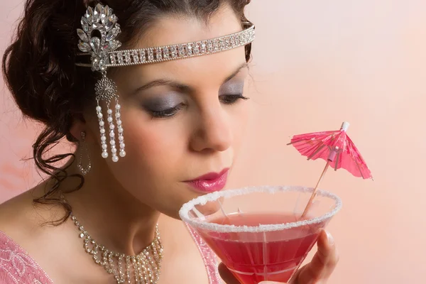 1920s vintage woman drinking — Stock Photo, Image