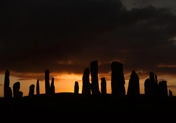 Zachód słońca w callanish stojących kamieni — Zdjęcie stockowe