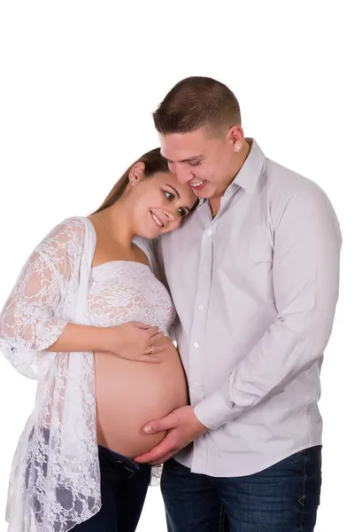 Couple enceinte souriant — Photo