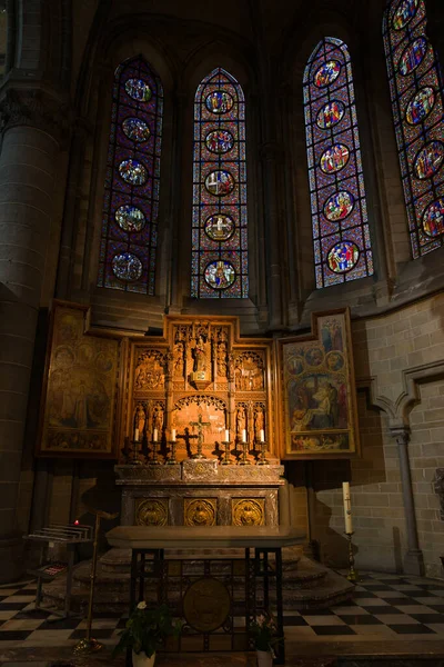 Szczegóły Ołtarza Katedrze Marcina Ypres Wojnie Światowej Przywrócone Średniowiecznego Piękna Obraz Stockowy