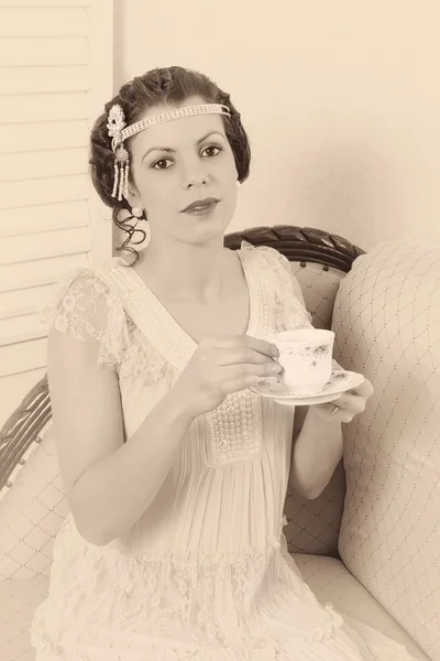 Wyblakłe vintage tea party — Zdjęcie stockowe