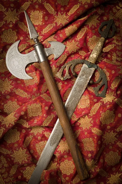 Brass Conquistador Sword Spanish 19Th Century Toledo Sword Used Medieval — Stock Photo, Image