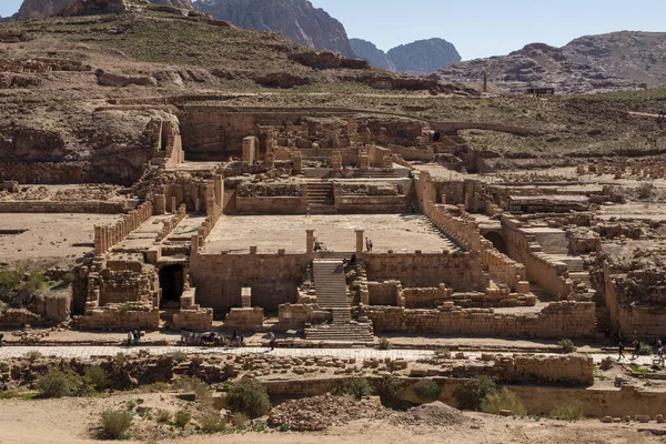 Petra Jordanië Maart 2020 Zicht Grote Tempel Van Petra Jordanië — Stockfoto