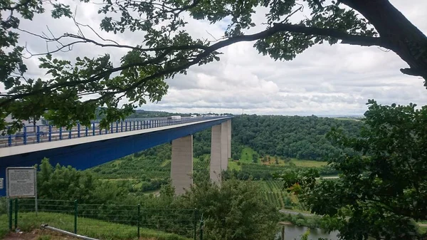 Winningen Germany July 2017 View Moselle Viaduct Moseltalbrucke Bundesautobahn Meander — Zdjęcie stockowe
