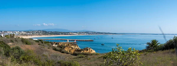 Widok Panoramiczny Wybrzeże Lagos Meia Praia Algarve Portugalia — Zdjęcie stockowe