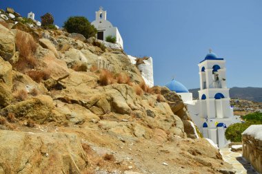 Yunanistan 'ın Ege Denizi' ndeki Kiklad adası Ios 'taki Bakire Meryem Gremiotissa Kilisesi