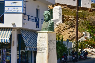Homer 'ın Yunanistan' ın Ege Denizi 'ndeki Kiklad adasındaki büstü