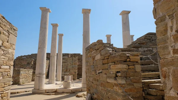 Huset Med Dionysos Vid Den Arkeologiska Platsen Delos Grekland — Stockfoto