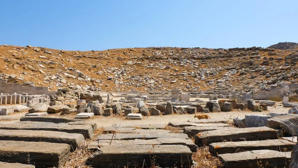 Het Theater Archeologische Site Delos Griekenland — Stockfoto