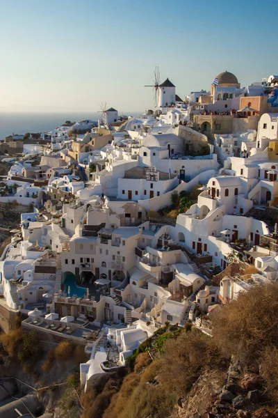 Panoramiczny Widok Oia Miasto Turystyczne Wyspie Santorini Grecja — Zdjęcie stockowe