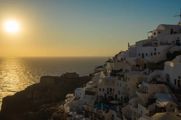 Panoramiczny Widok Oia Miasto Turystyczne Wyspie Santorini Grecja — Zdjęcie stockowe