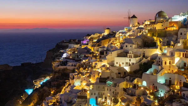 Panoramiczny Widok Oia Miasto Turystyczne Wyspie Santorini Grecja — Zdjęcie stockowe
