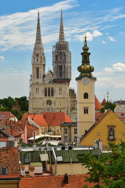Kathedraal Van Zagreb Het Hoogste Gebouw Kroatië — Stockfoto