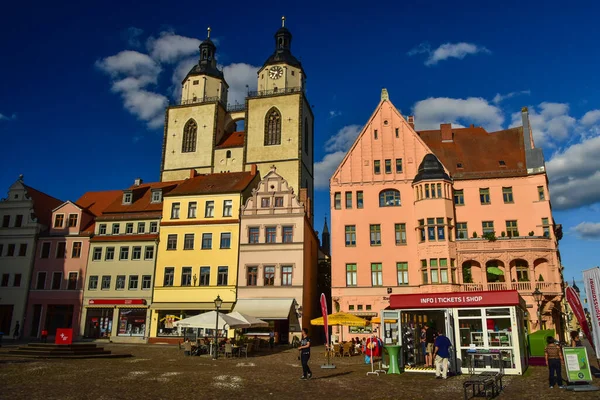 Marktplein Met Stadtkirche Wittenberg Duitsland — Stockfoto
