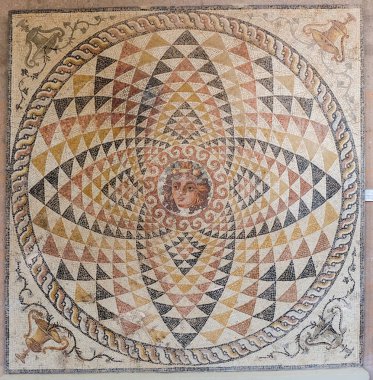 Yunanistan 'ın Antik Korint kentindeki müzede Baküs Mozaiği (Dionysos)