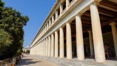 Yunanistan 'ın başkenti Atina' da Attalos 'un Antik Agora kentinde Stoa