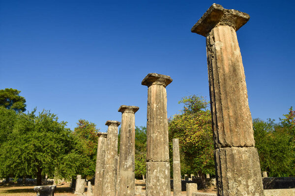 The palaestra in the Ancient Olympia, Greece, was the training ground for the wrestlers