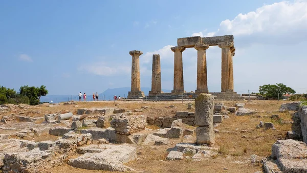 Apollotemplet Vid Den Arkeologiska Platsen För Antikorinten Grekland — Stockfoto