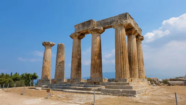 Apollotemplet Vid Den Arkeologiska Platsen För Antikorinten Grekland — Stockfoto