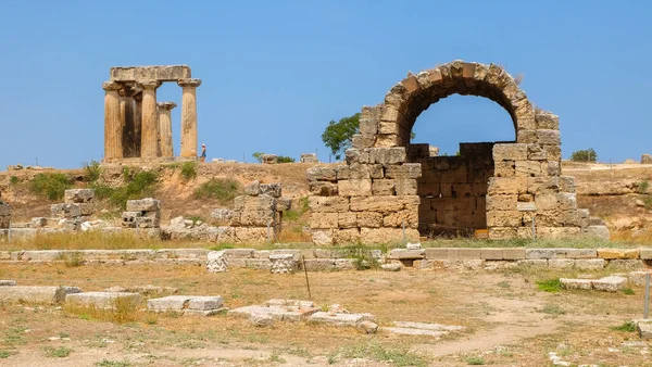 Temple Apollo Local Archaeological Corinth Antigo Greece — Fotografia de Stock