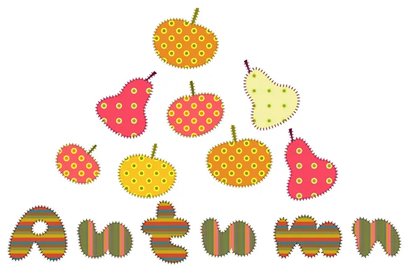 Lappendeken herfst vruchten — Stockvector