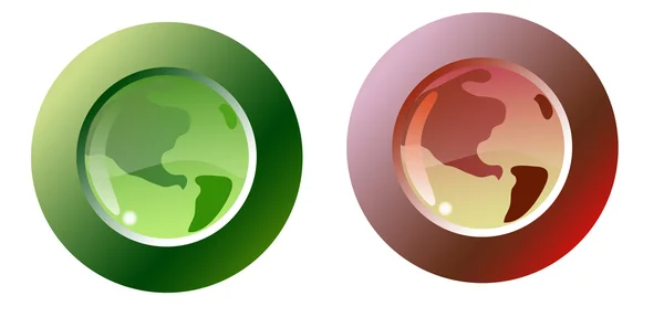 Two earth buttons — Stock Vector