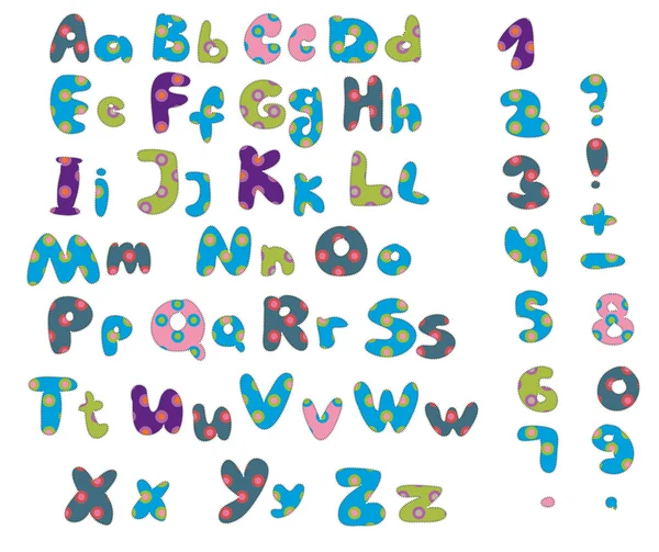 Bright patchwork alphabet — Stock Vector