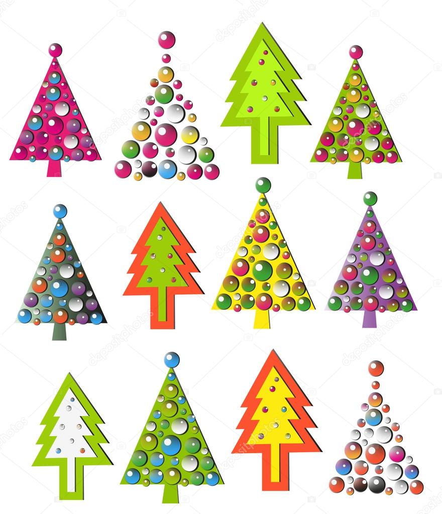 Set of new year trees