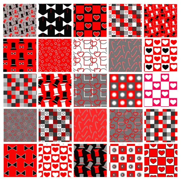 赤と黒のお祝いのパターンのセット — ストックベクタ