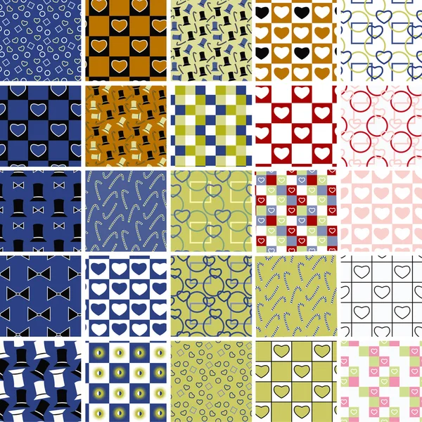 Conjunto de patrones decorativos azules y verdes — Archivo Imágenes Vectoriales