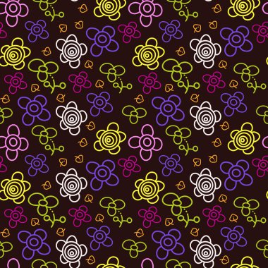 Dekoratif vektör çiçek süsleme el tarzı çizilmiş