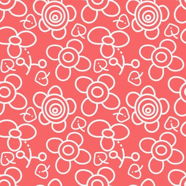 Patrón floral rojo y blanco — Vector de stock