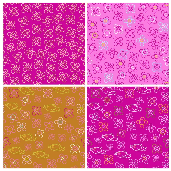 Conjunto de cuatro patrones rosados — Archivo Imágenes Vectoriales