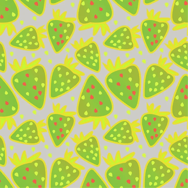 Green strawberries pattern — Stock Vector