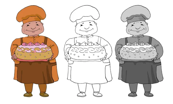 Fırıncı kek ile üç varyasyon kümesi — Stok Vektör