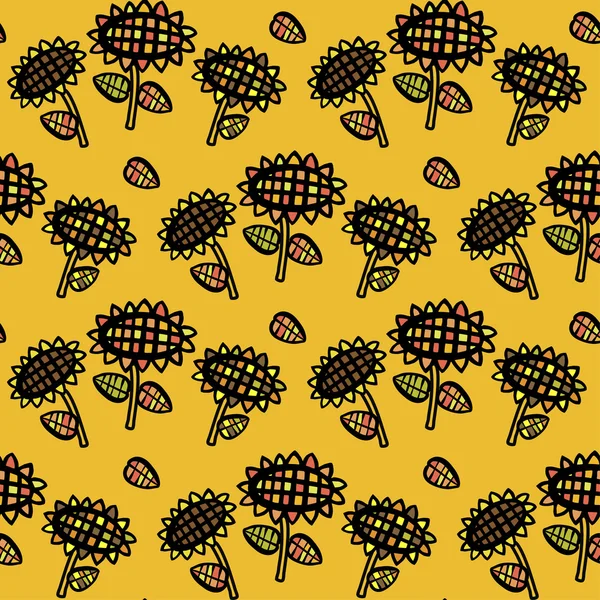 Decoratieve naadloze zonnebloemen patroon — Stockvector