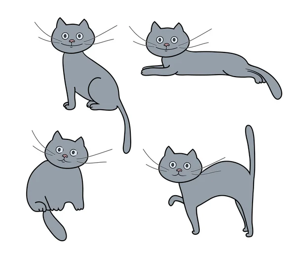 Zestaw koty kotów kreskówka — Wektor stockowy