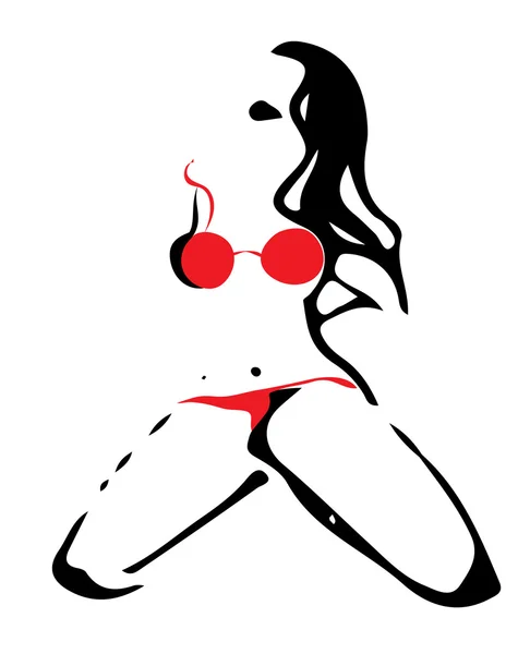 Passione 裸体女人穿红色比基尼 — 图库矢量图片