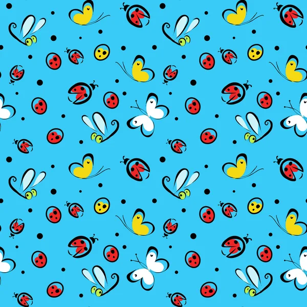 Motif sans couture avec des insectes — Image vectorielle