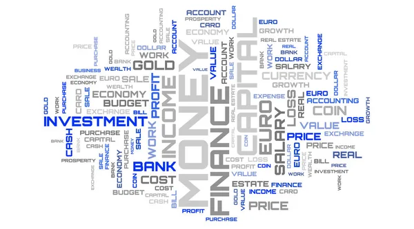 Scenario Nuvoloso Finanza Collage Sfondo Business Blue Tag Arte — Foto Stock